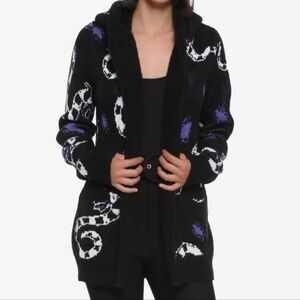 Beetlejuice Sandworms Sherpa Open Cardigan